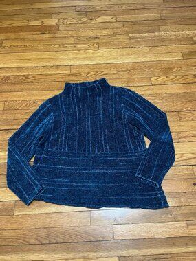 Habitat Clothes To Live In Blue Chenille Sweater Women's Size Large Mock Neck